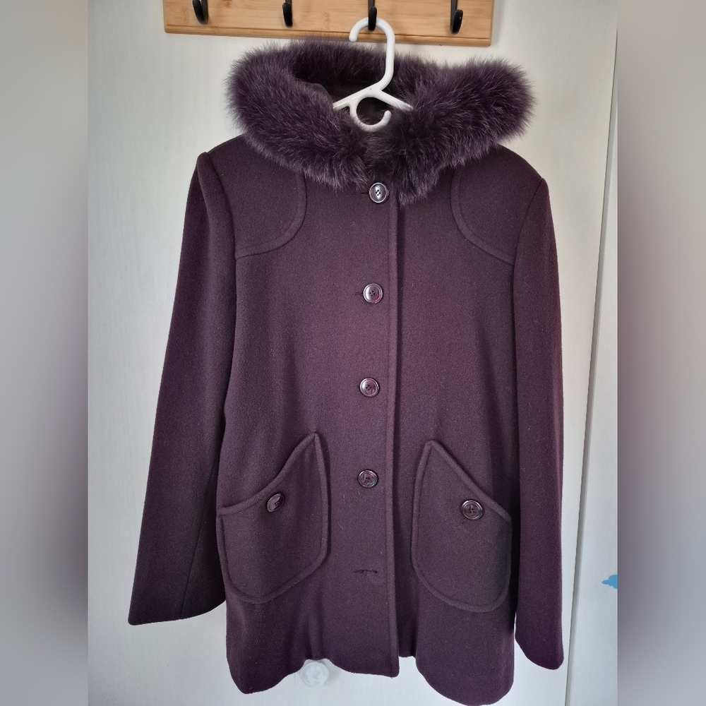 Marvin Richards Women's Purple Fur-Trimmed Short Coat